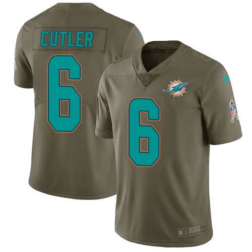 Nike Dolphins #6 Jay Cutler Olive Men's Stitched NFL Limited Salute to Service Jersey
